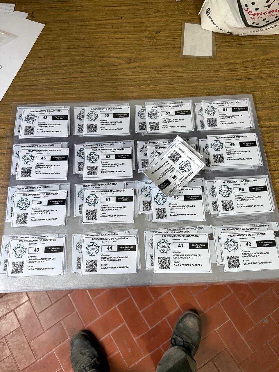 Panel de tarjetas identificadas con código QR