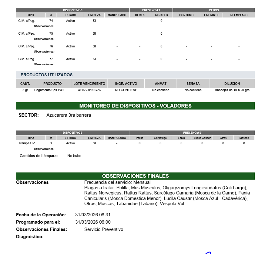 Reporte de monitoreo y observaciones finales